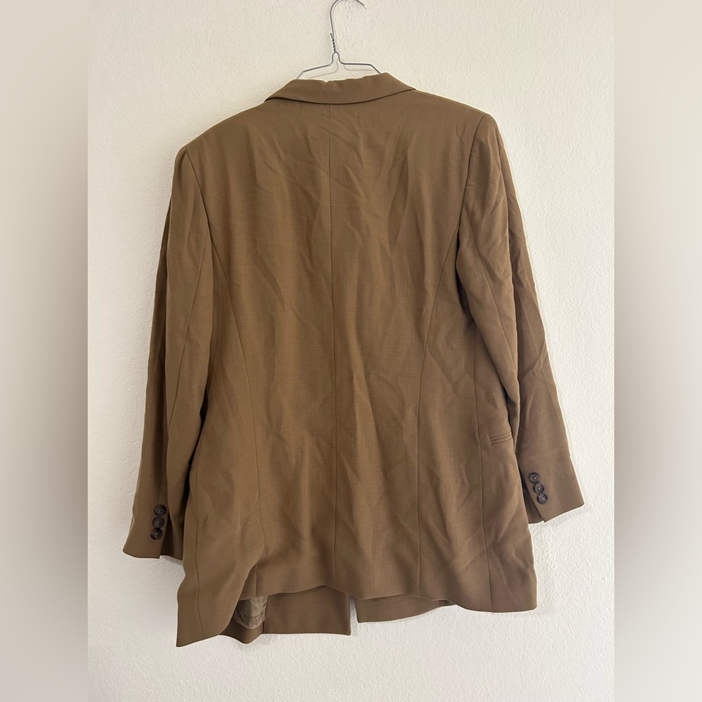Vintage 90s DKNY Donna Karan 100% Wool Blazer Jacket Brown Business Size 4 Women - Picture 3 of 9